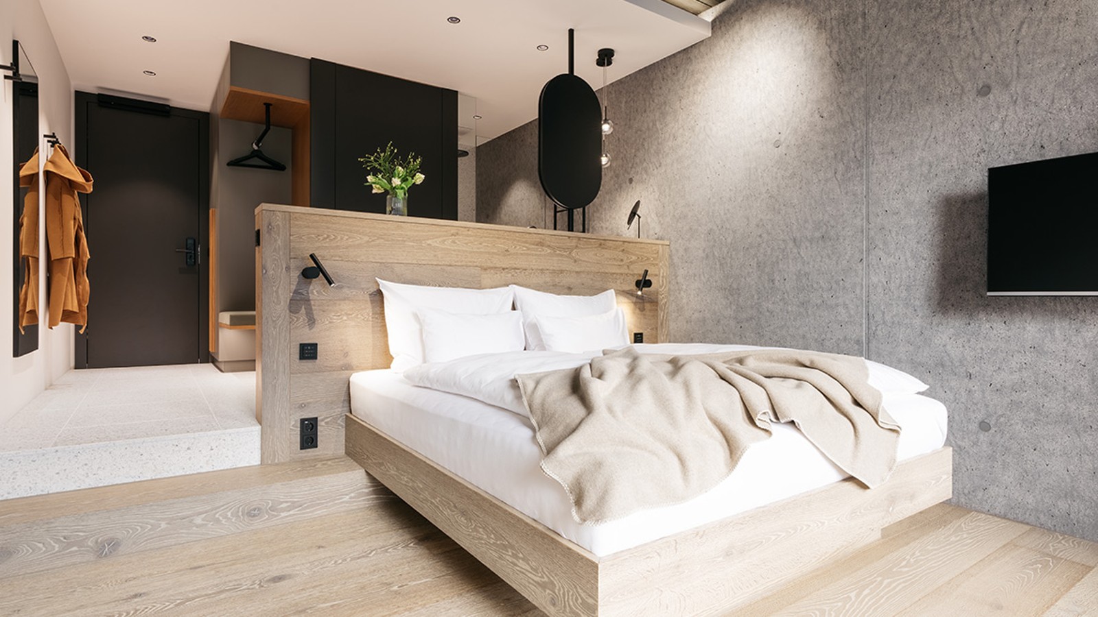 Jedes Zimmer ist ein durchkomponiertes Einzelstück. Die Einrichtung ist vom Bett bis zum Bad maßgeschneidert und von höchster Qualität. © Gregor Hofbauer/Refugium Lunz Jedes Zimmer ist ein durchkomponiertes Einzelstück. Die Einrichtung ist vom Bett bis zum Bad maßgeschneidert und von höchster Qualität. © Gregor Hofbauer/Refugium Lunz