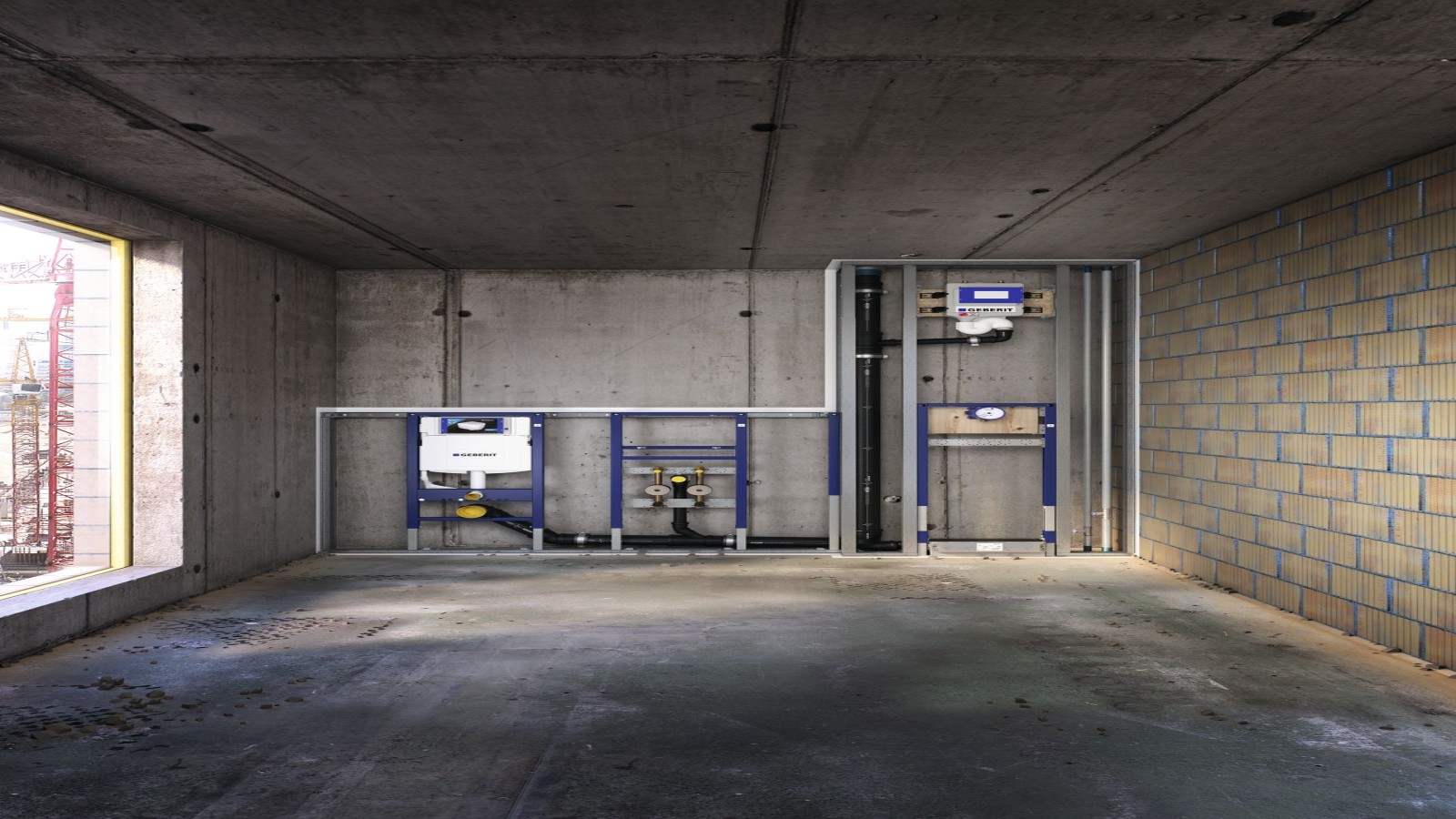 Geberit Installationen hinter der Wand.