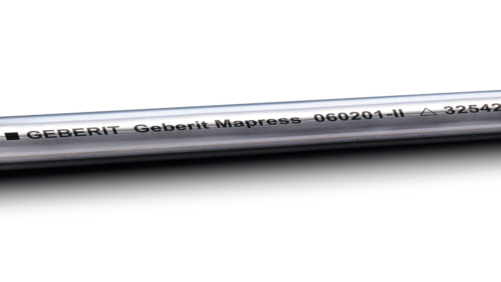 Die schwarze Beschriftung kennzeichnet das Geberit Mapress Edelstahl Systemrohr CrNiMo