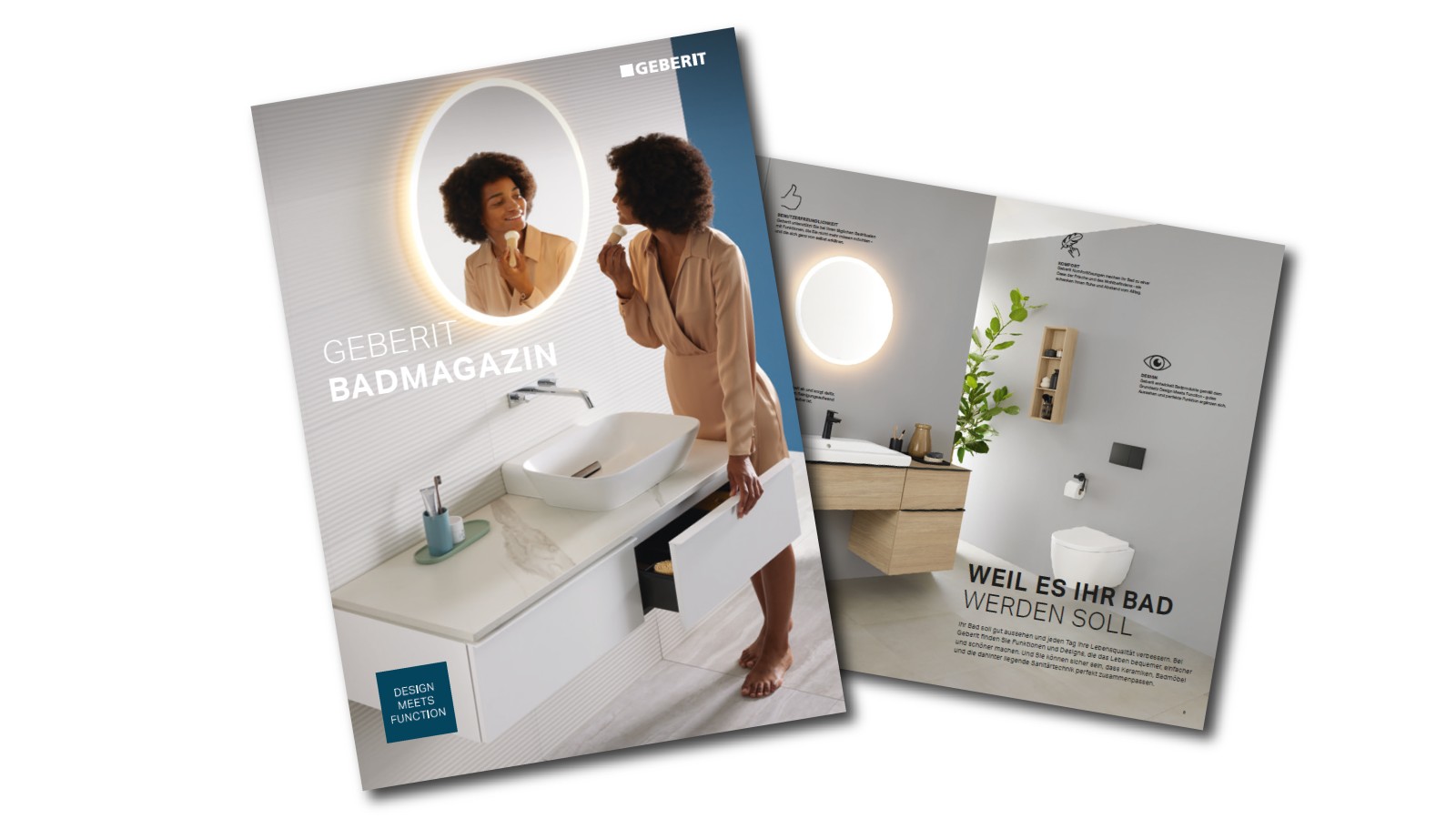 Geberit Badmagazin mit vielen Produkten und Einrichtungsideen fürs Badezimmer. (c) Geberit Geberit Badmagazin mit vielen Produkten und Einrichtungsideen fürs Badezimmer. (c) Geberit