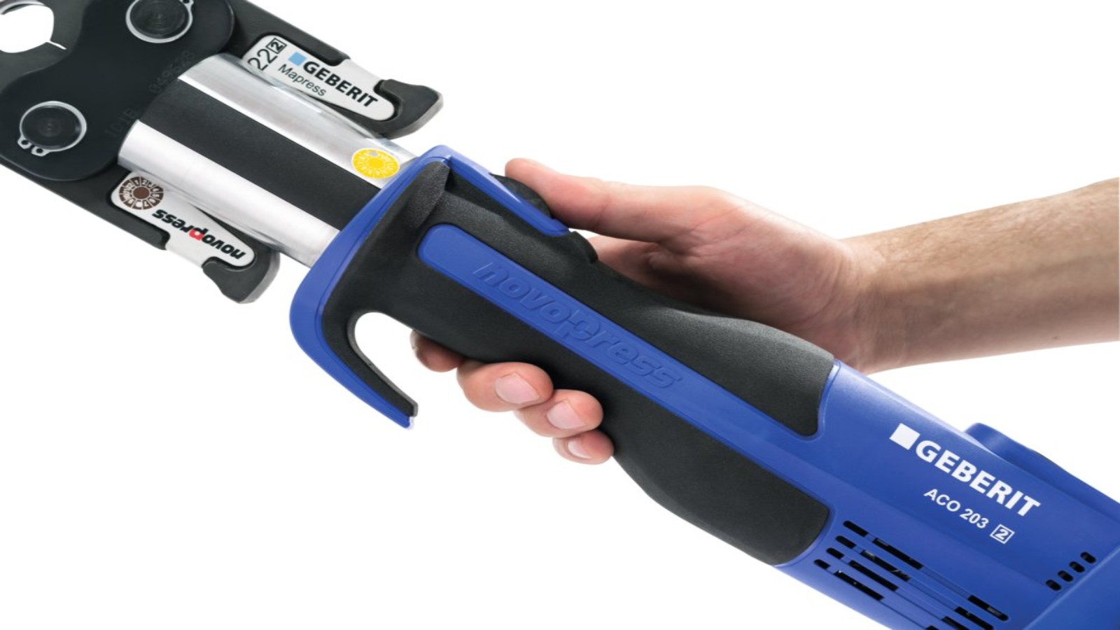 Ergonomische Bedienung des Presswerkzeugs mit rutschfesten und kompakten Griff Ergonomische Bedienung des Presswerkzeugs mit rutschfesten und kompakten Griff