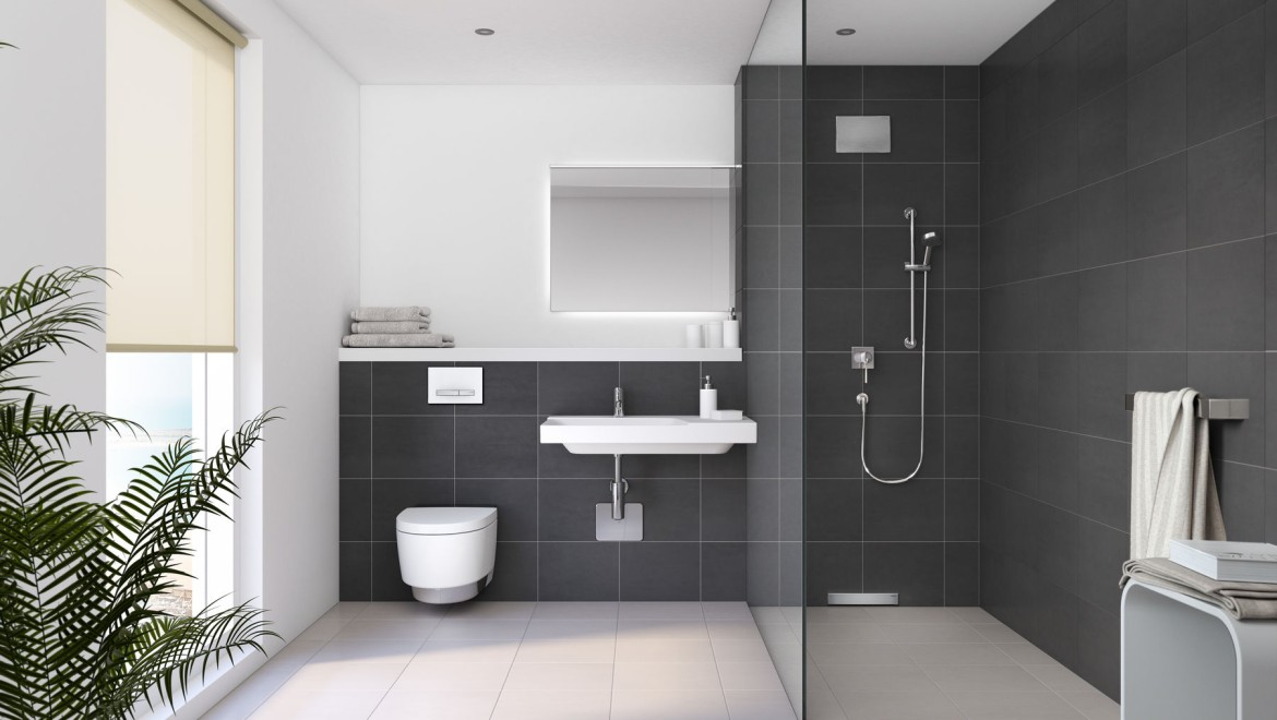 Geberit Produkte vor der Wand. Geberit Produkte vor der Wand.