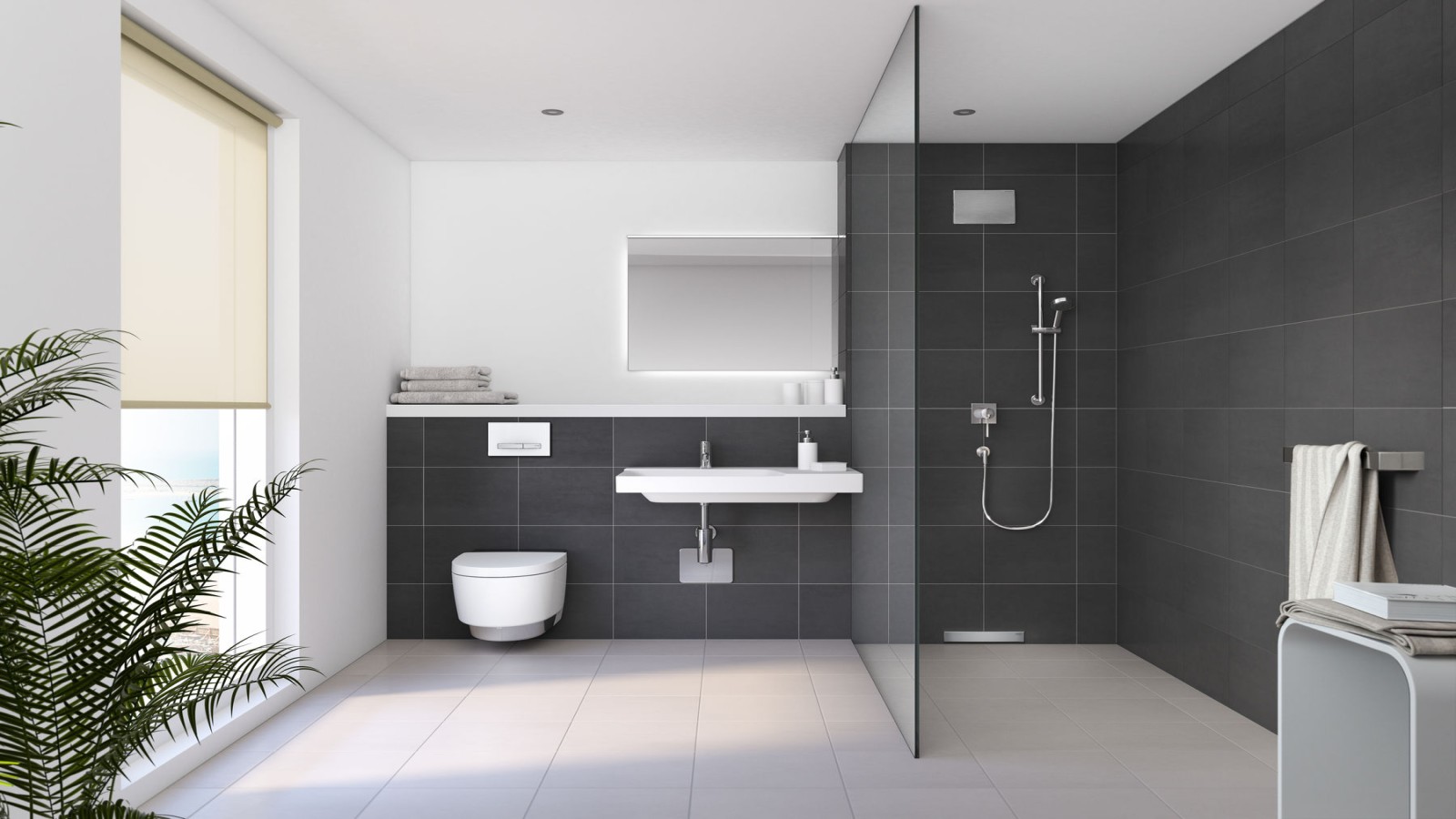 Geberit Produkte vor der Wand. Geberit Produkte vor der Wand.