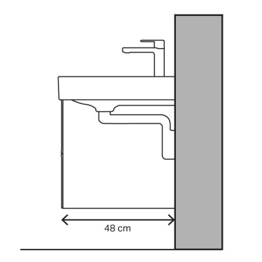 Waschtisch-Illustration zum vertikalen Ablauf