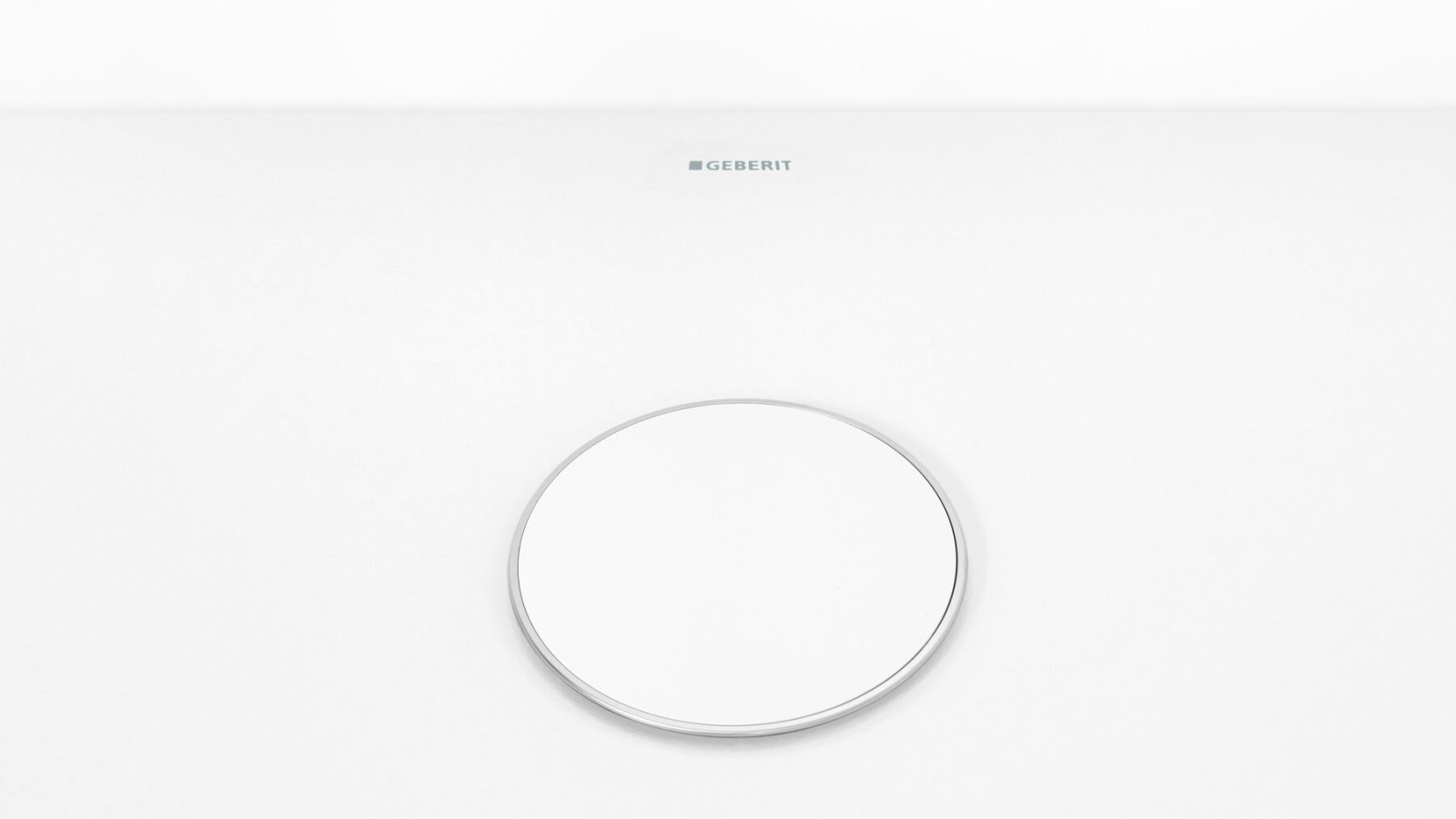 Ablaufdeckel in weiss mit dezentem Chromrand Ablaufdeckel in weiss mit dezentem Chromrand