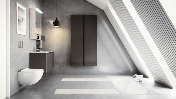 Geberit Acanto Badezimmer in einem Raum mit Dachschräge Geberit Acanto Badezimmer in einem Raum mit Dachschräge