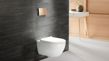 WC Acanto mit Betätigungsplatte Sigma70 in Rotgold WC Acanto mit Betätigungsplatte Sigma70 in Rotgold