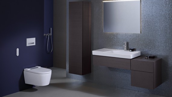 Geberit Smyle mit AquaClean Sela und Betätigungsplatte Sigma50 Geberit Smyle mit AquaClean Sela und Betätigungsplatte Sigma50