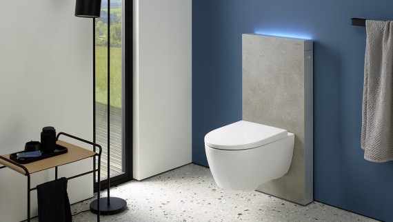 iCon WC mit Monolith, Frontverkleidung Steinzeug Beton iCon WC mit Monolith, Frontverkleidung Steinzeug Beton