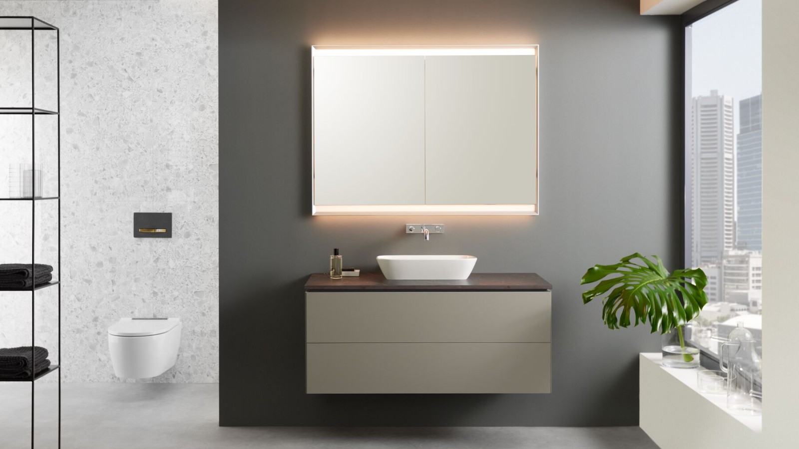 Geberit ONE Waschtischunterschrank greige mit Push-to-open Geberit ONE Waschtischunterschrank greige mit Push-to-open