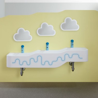 Geberit Bambini Waschlandschaft in Ozeanblau und Hellblau Geberit Bambini Waschlandschaft in Ozeanblau und Hellblau