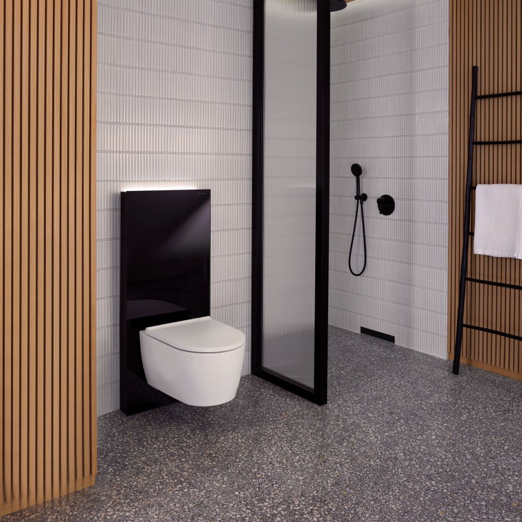 Geberit Wandablauf in schwarz matt Geberit Wandablauf in schwarz matt