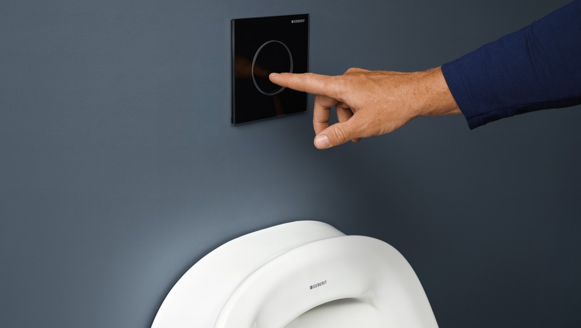 Urinalspülauslösung Typ40 rund in Schwarz Urinalspülauslösung Typ40 rund in Schwarz