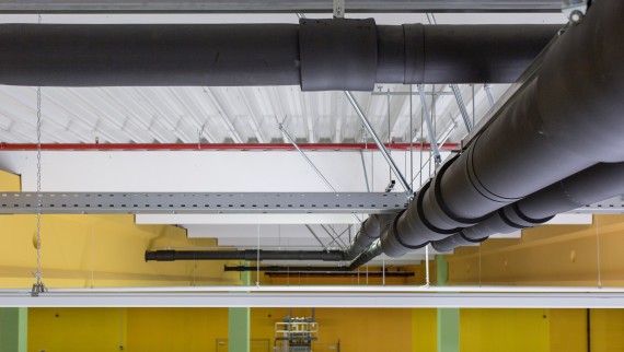 Geberit PE Rohrleitungen eines Dachentwässerungssystems mit Geberit Pluvia