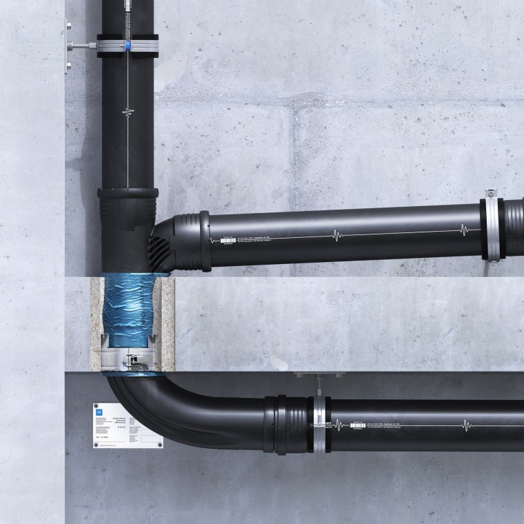 Deckenbündige Installation des Geberit Rohrschott90 Plus EN