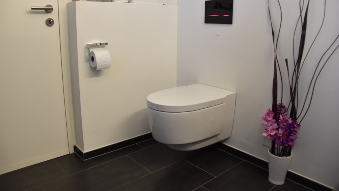 Badezimmer nach der Renovation mit verschiedenen Geberit Produkten Badezimmer nach der Renovation mit verschiedenen Geberit Produkten