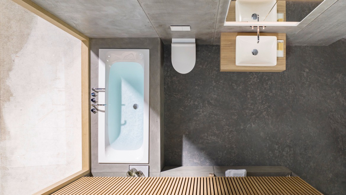 Grundriss eines kleinen Badezimmers von oben Grundriss eines kleinen Badezimmers von oben