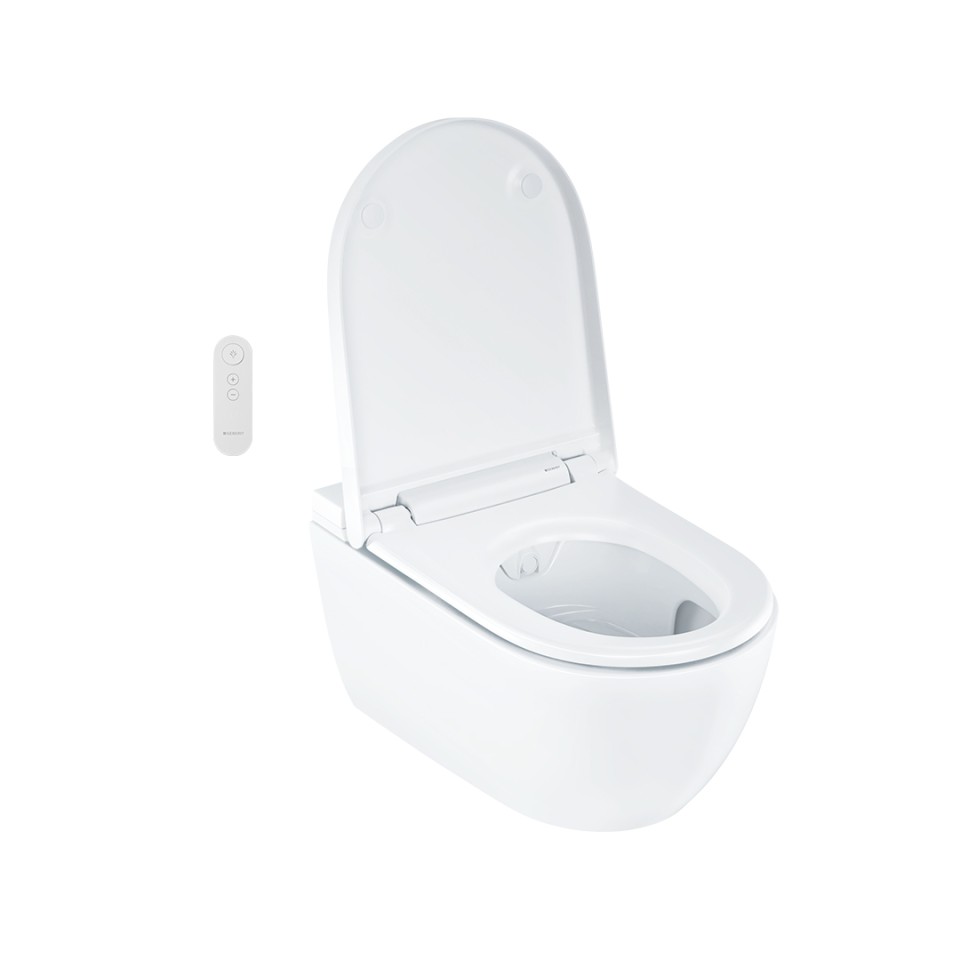 Geberit AquaClean Alba mit offenem Deckel Geberit AquaClean Alba mit offenem Deckel
