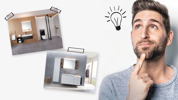 Mann lässt sich für sein neues Bad inspirieren Mann lässt sich für sein neues Bad inspirieren