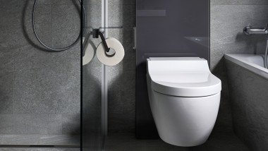 Das Sanitärmodul Geberit Monolith mit Dusch-WC Geberit AquaClean Tuma