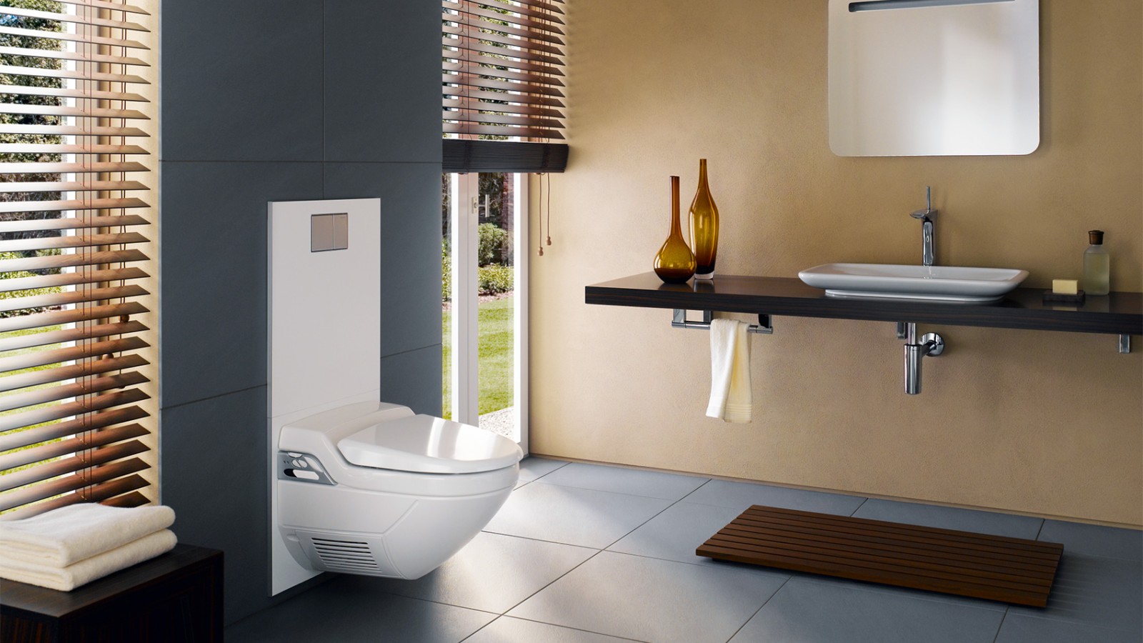 Optisch kehrte in den 90er ein wenig Ruhe ein – dafür wurden viele Bäder etwas grösser Optisch kehrte in den 90er ein wenig Ruhe ein – dafür wurden viele Bäder etwas grösser