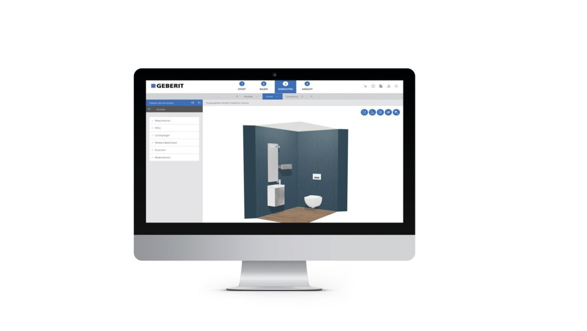 Screenshot des Geberit 3D Badplaner-Tools Screenshot des Geberit 3D Badplaner-Tools