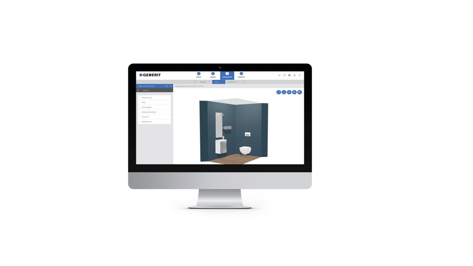 Screenshot des Geberit 3D Badplaner-Tools Screenshot des Geberit 3D Badplaner-Tools