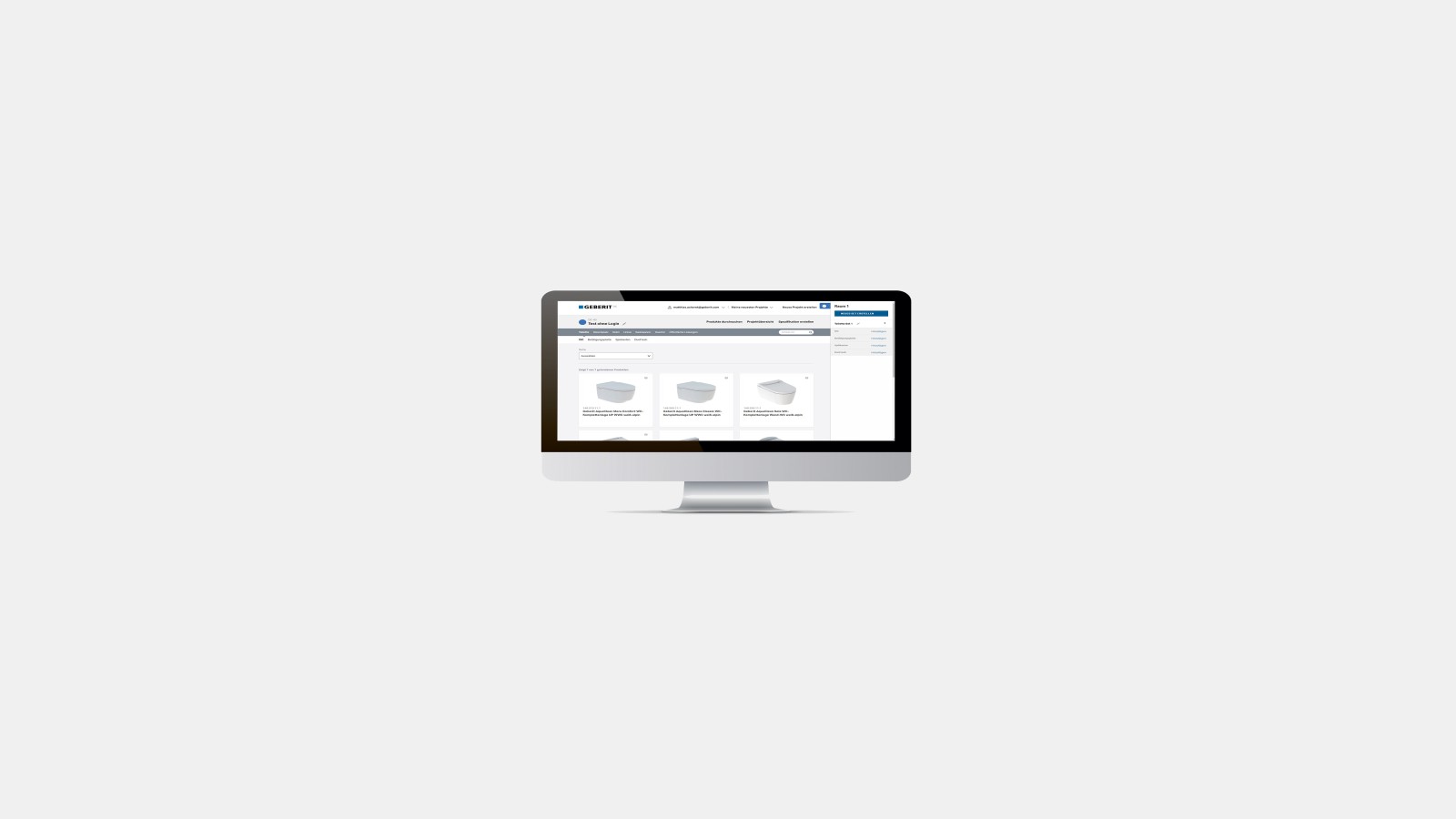 Geberit Specifier – Ansicht des Tools Geberit Specifier – Ansicht des Tools
