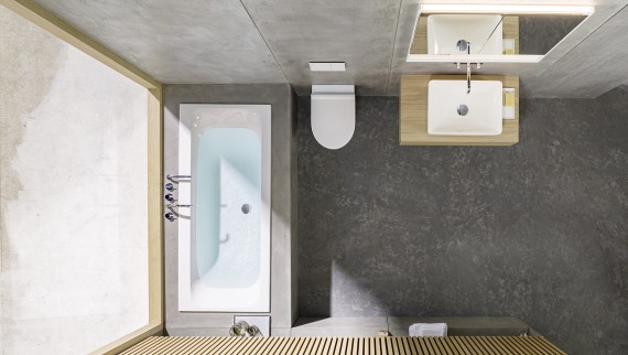Grundriss eines kleinen Badezimmers von oben Grundriss eines kleinen Badezimmers von oben
