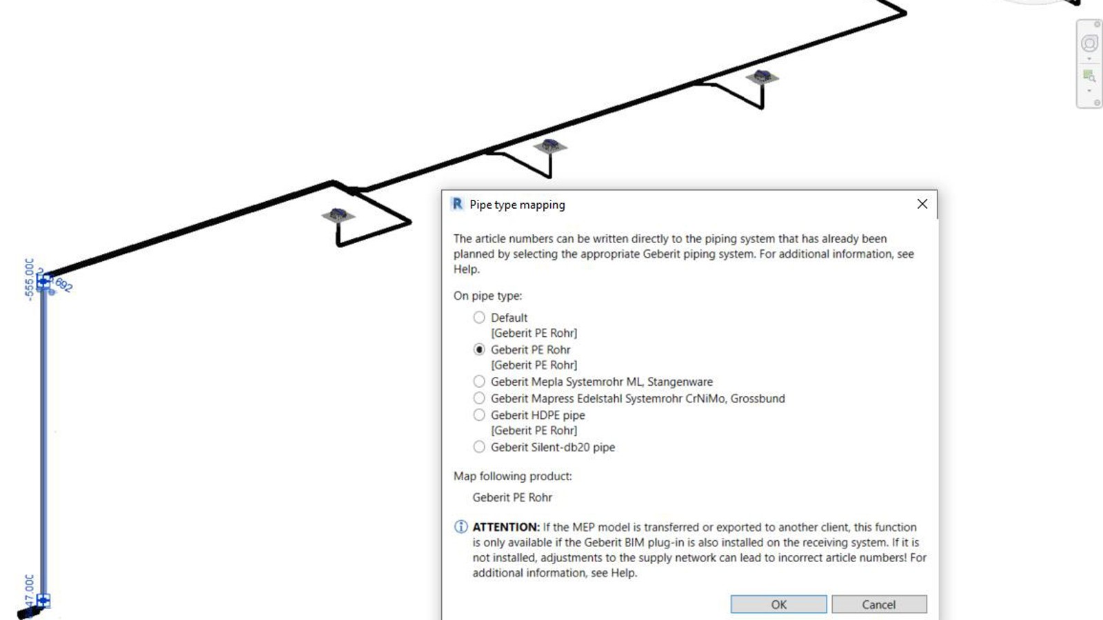 Hinterlegung der Artikelnummer des gewählten Systemrohres im Geberit BIM Plug-in Hinterlegung der Artikelnummer des gewählten Systemrohres im Geberit BIM Plug-in
