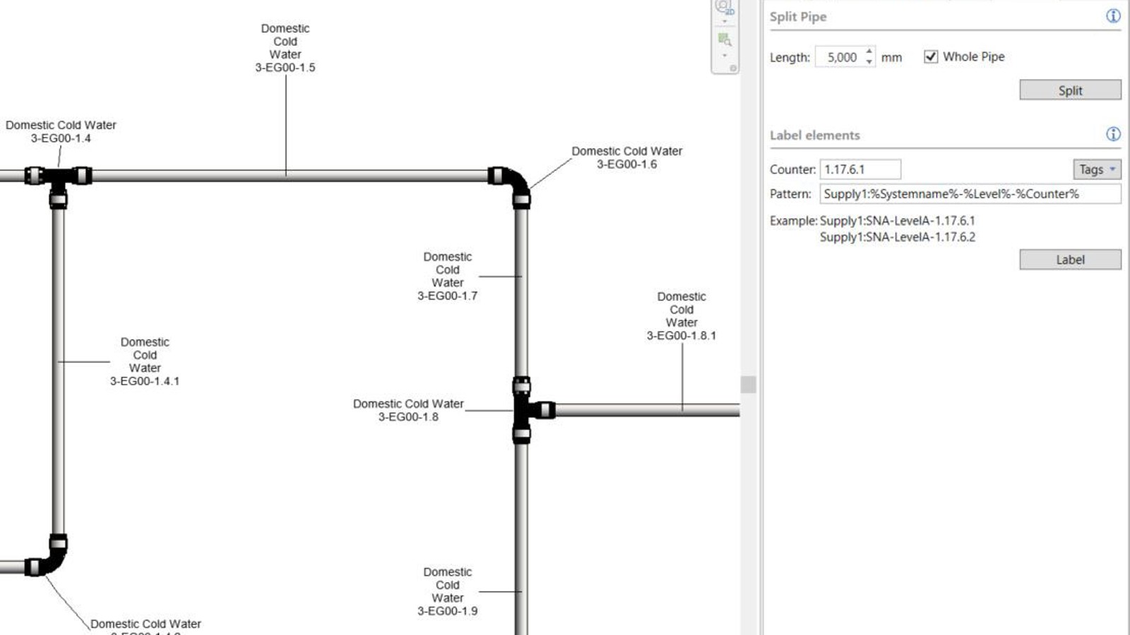 Nummerierung der Rohrstrecken im Geberit BIM Plug-in Nummerierung der Rohrstrecken im Geberit BIM Plug-in