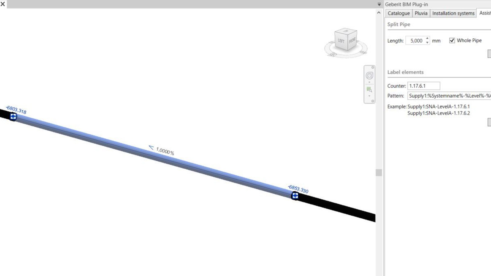 Segmentierung einer Rohrleitung in lieferbaren Längen im Geberit BIM Plug-in Segmentierung einer Rohrleitung in lieferbaren Längen im Geberit BIM Plug-in