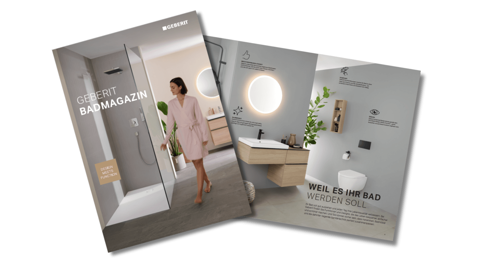 Geberit Badmagazin mit vielen Produkten und Einrichtungsideen fürs Badezimmer. (c) Geberit Geberit Badmagazin mit vielen Produkten und Einrichtungsideen fürs Badezimmer. (c) Geberit