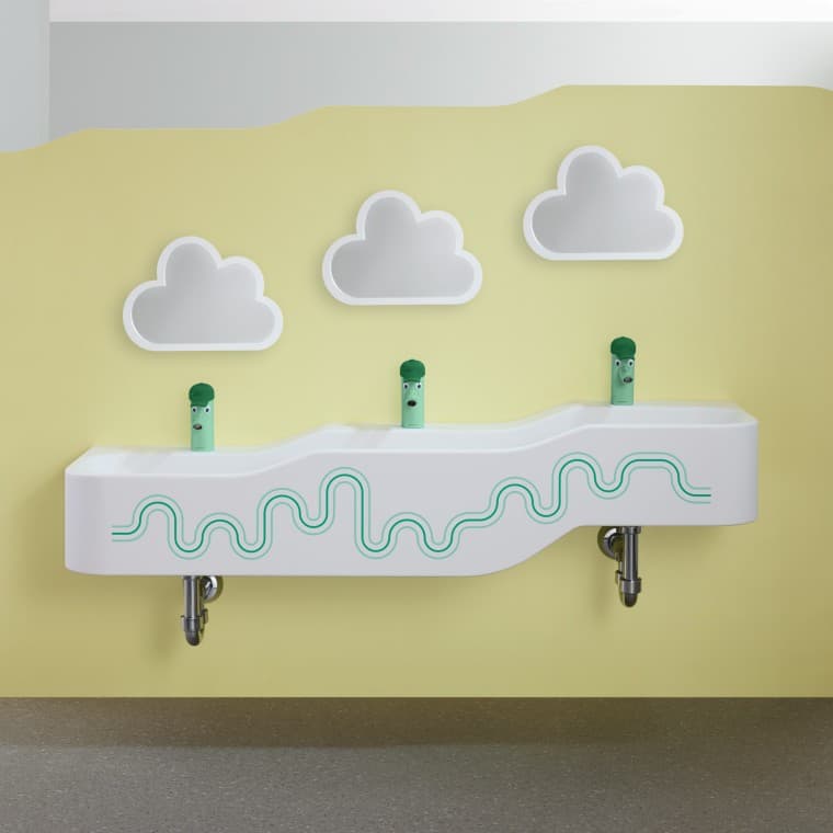 Geberit Bambini Waschlandschaft in Waldgrün und Hellgrün Geberit Bambini Waschlandschaft in Waldgrün und Hellgrün