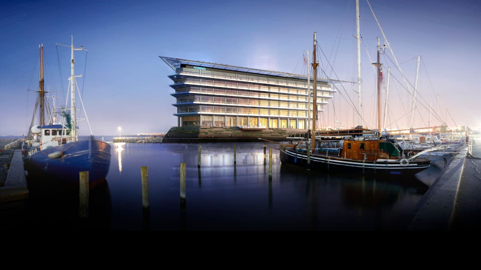 Mit schönster Aussicht auf die Meeresenge Öresund zwischen Kopenhagen und Malmö: Der neue Hauptsitz von Ferring Pharmaceuticals (©Foster&Partners) Mit schönster Aussicht auf die Meeresenge Öresund zwischen Kopenhagen und Malmö: Der neue Hauptsitz von Ferring Pharmaceuticals (©Foster&Partners)