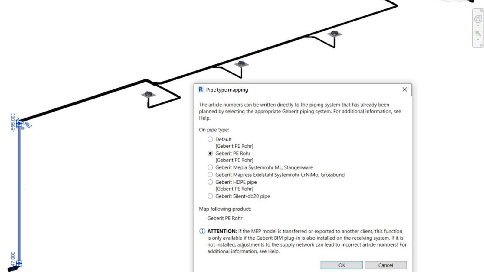 Hinterlegung der Artikelnummer des gewählten Systemrohres im Geberit BIM Plug-in Hinterlegung der Artikelnummer des gewählten Systemrohres im Geberit BIM Plug-in