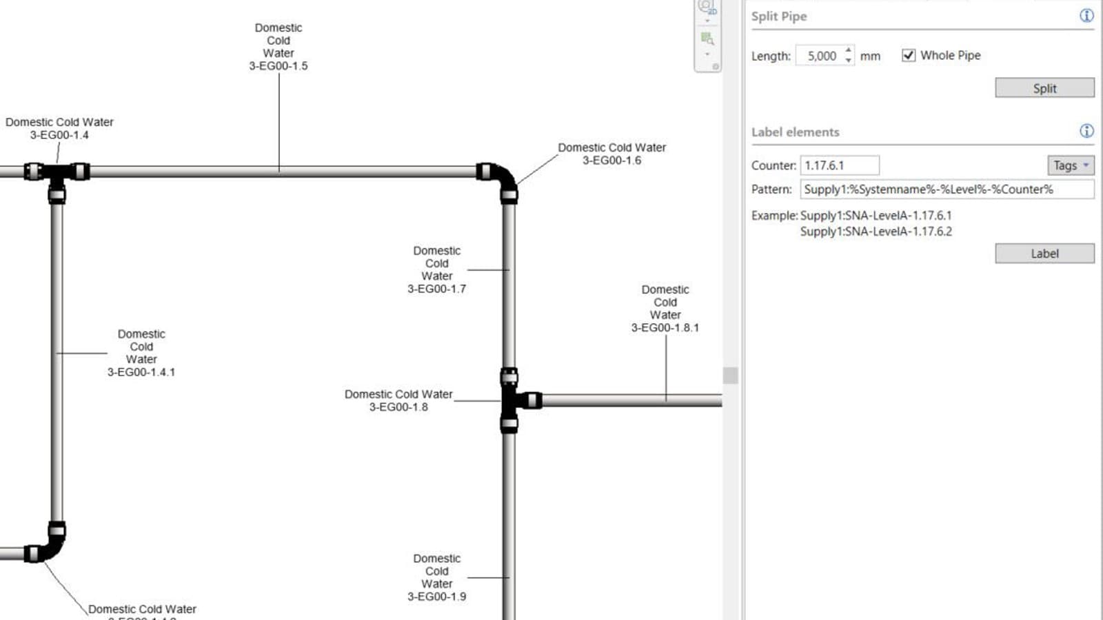 Nummerierung der Rohrstrecken im Geberit BIM Plug-in Nummerierung der Rohrstrecken im Geberit BIM Plug-in