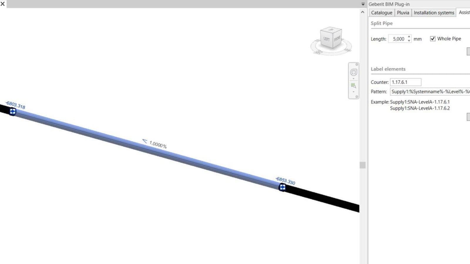 Segmentierung einer Rohrleitung in lieferbaren Längen im Geberit BIM Plug-in Segmentierung einer Rohrleitung in lieferbaren Längen im Geberit BIM Plug-in